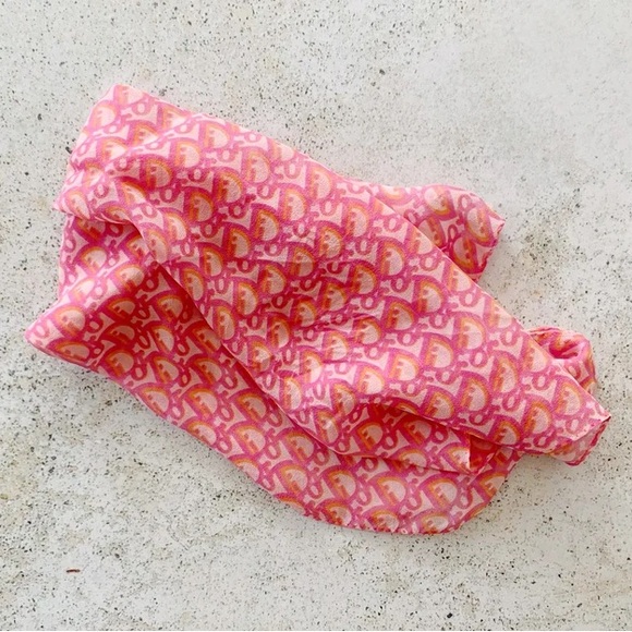 🌸🍑 DIOR Trotter Logo Monogram Scarf Shawl Wrap Bandana - Picture 7 of 7